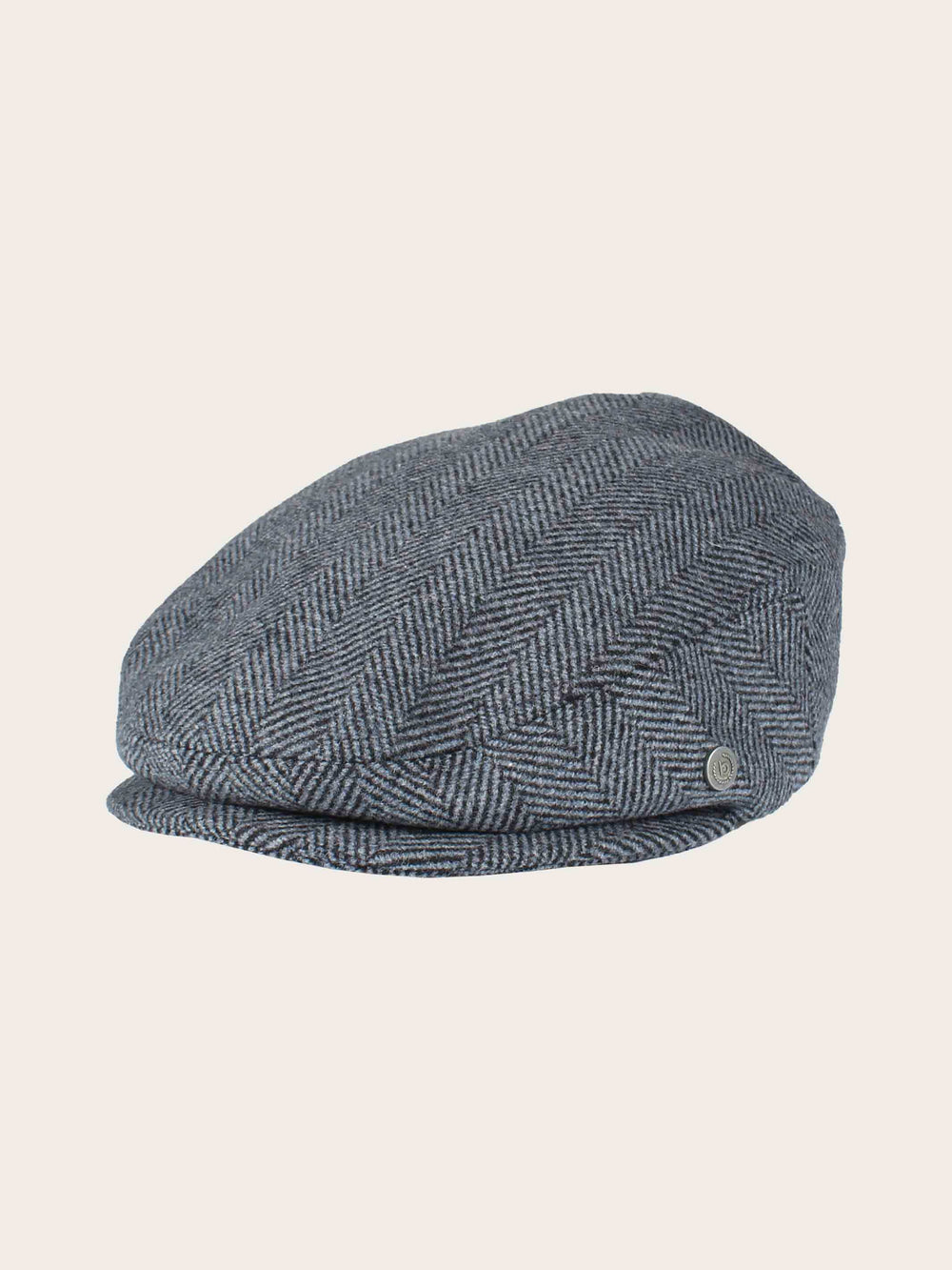 Einfarbige melierte bugatti Flatcap mit Fischgrat-Design