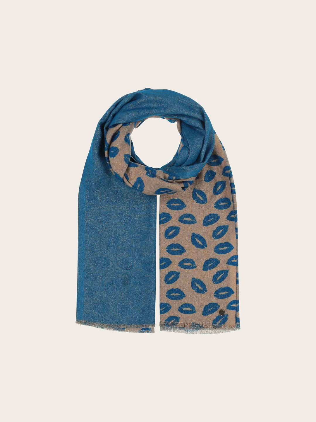 Glitzernder Doubleface-Schal mit Kussmund-Print