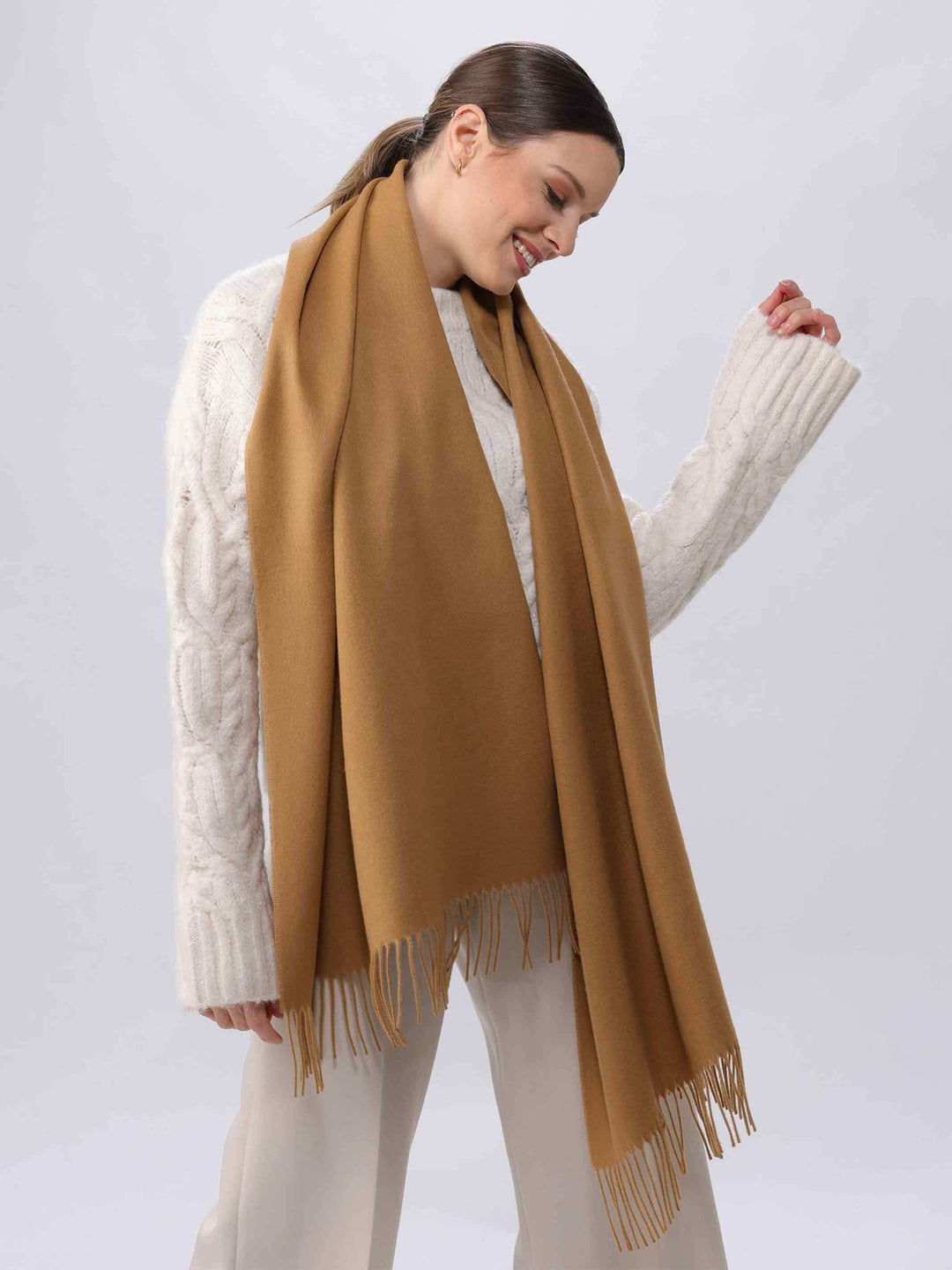 Breiter einfarbiger Cashmink Schal