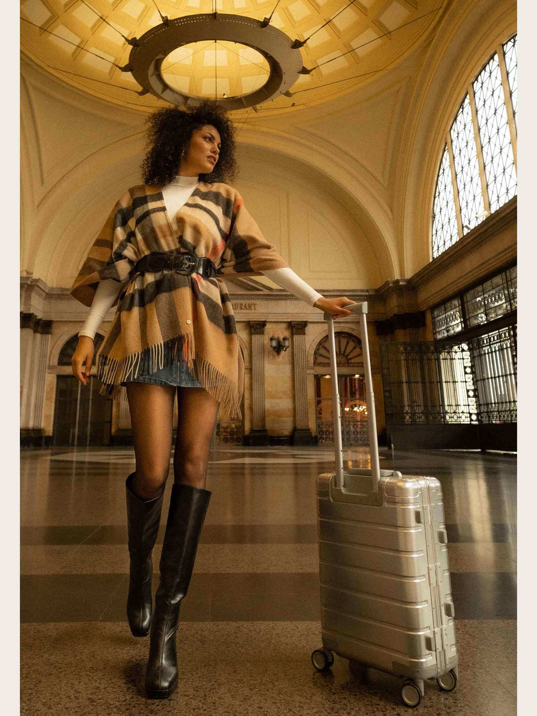 Poncho mit FRAAS Plaid Karo aus reiner Wolle