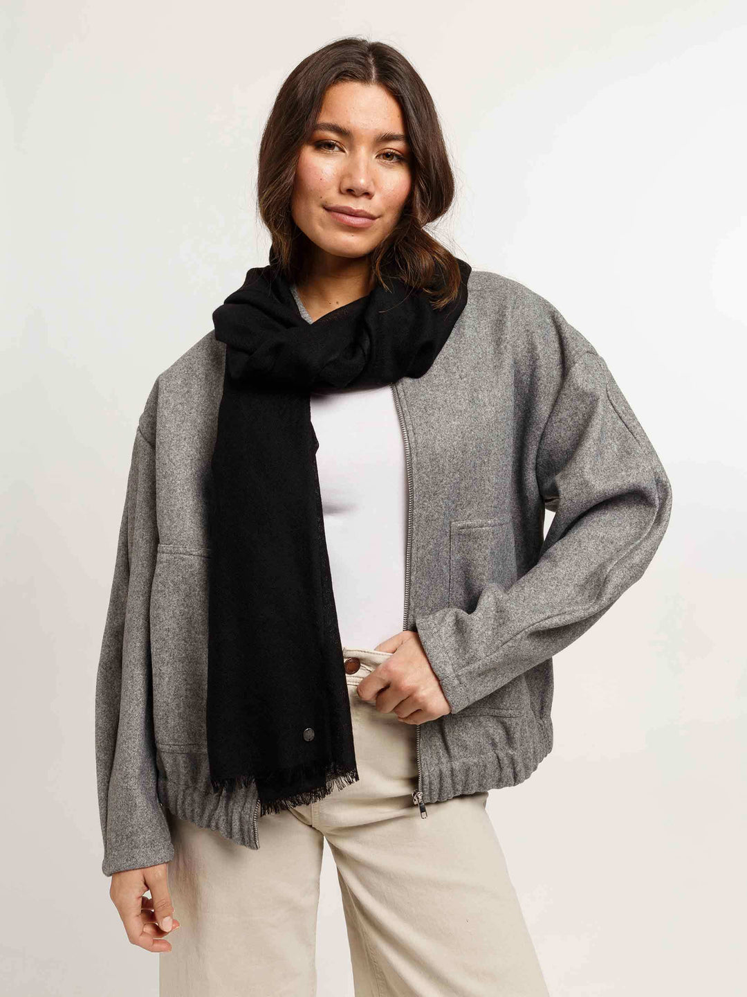 Einfarbige Pashmina aus reiner Wolle