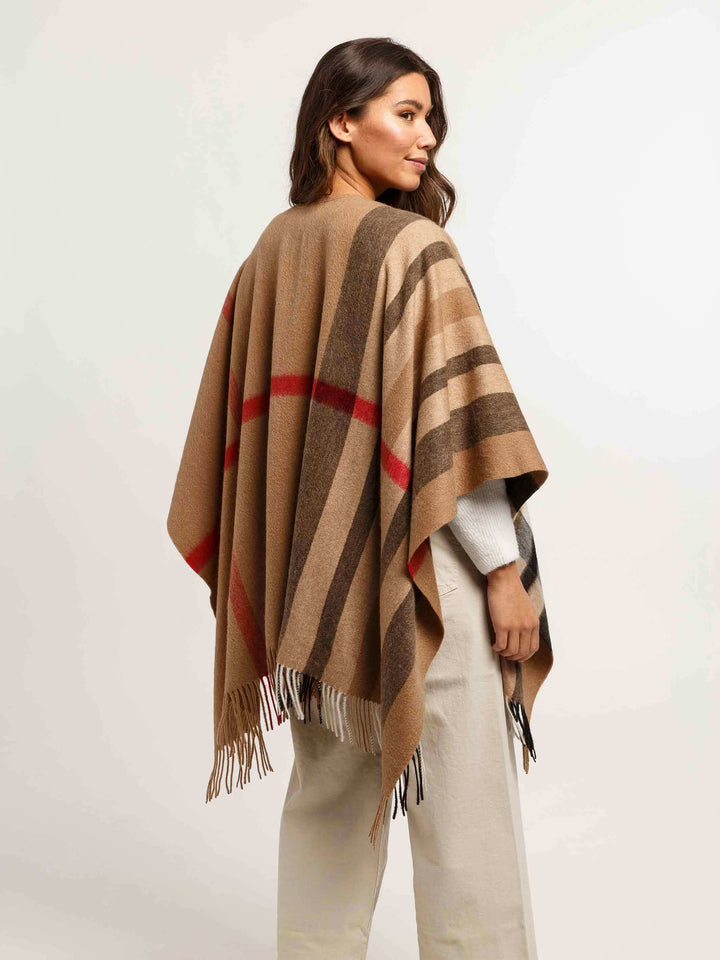 Poncho mit FRAAS Plaid Karo aus reiner Wolle