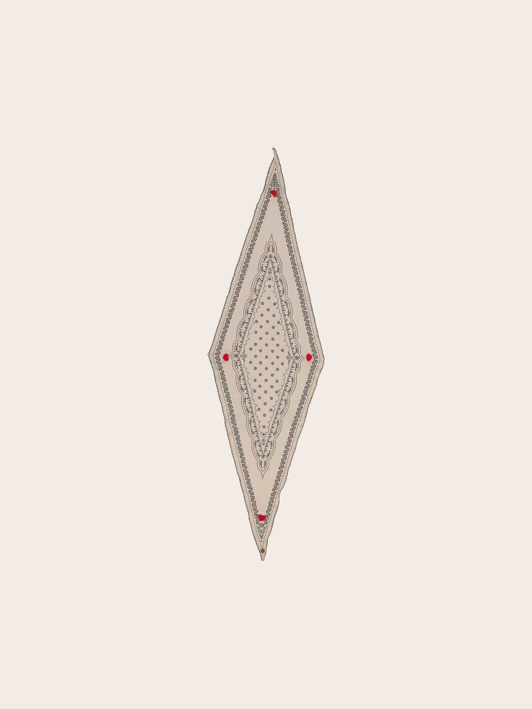 Geschenkset Halstuch mit Paisley-Design und Herzen, Geschenktasche und Grußkarte