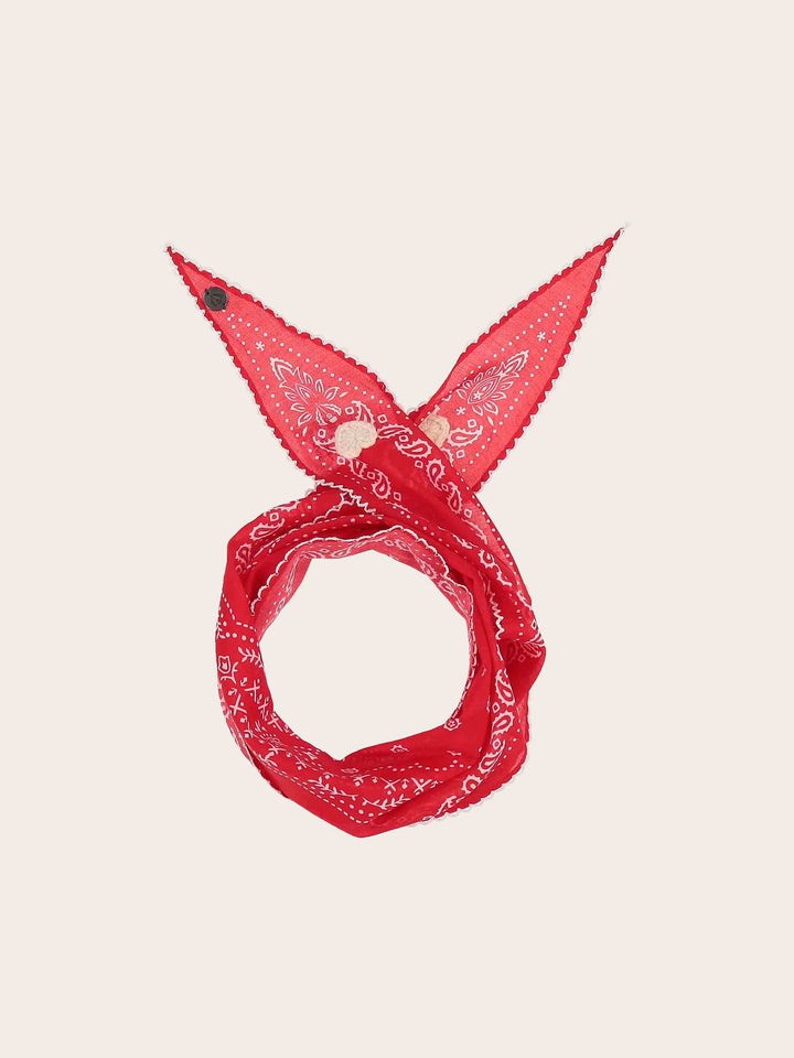 Geschenkset Halstuch mit Paisley-Design und Herzen, Geschenktasche und Grußkarte