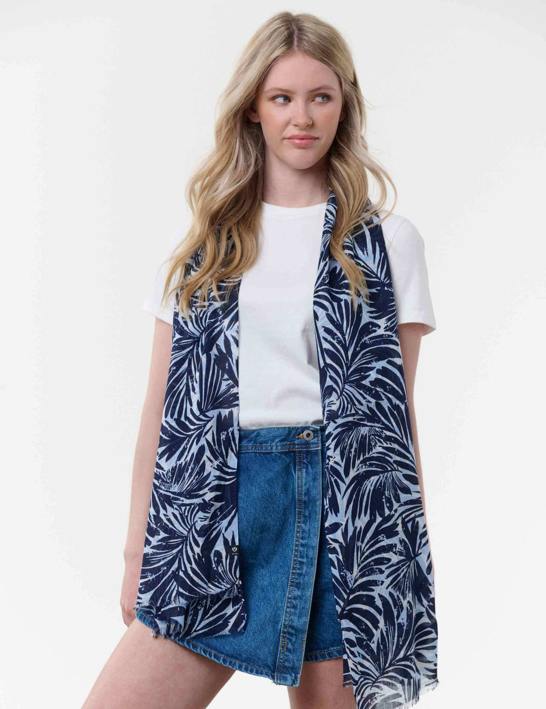 Schal mit Palmenblatt-Design aus reiner Baumwolle