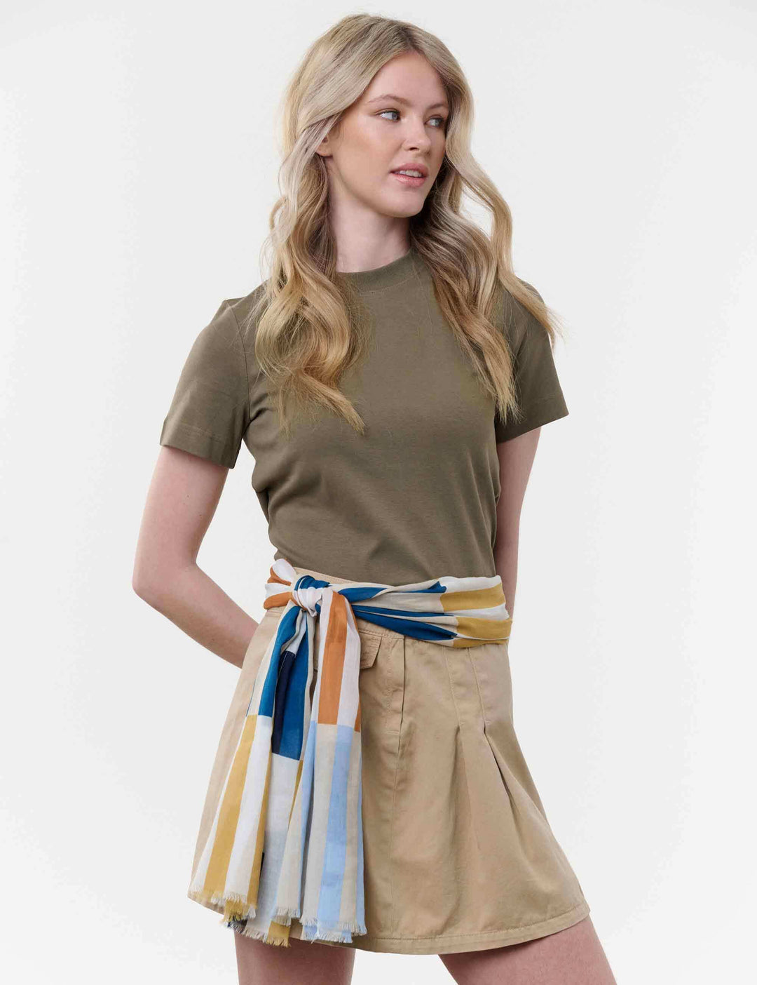 Schal mit Streifen im Retro-Design aus Baumwolle