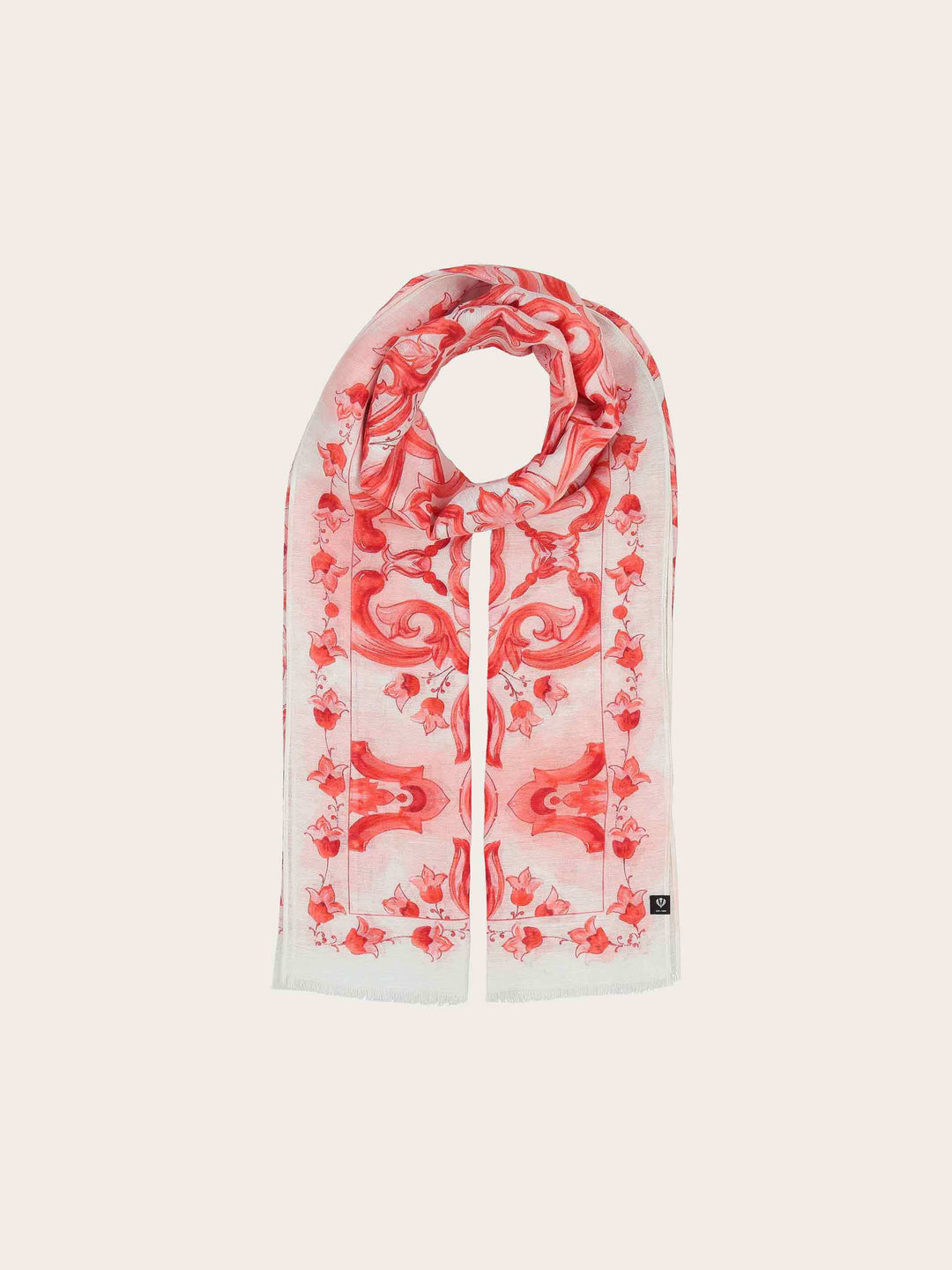 Schal mit Mosaik-Design in Hanfmischung