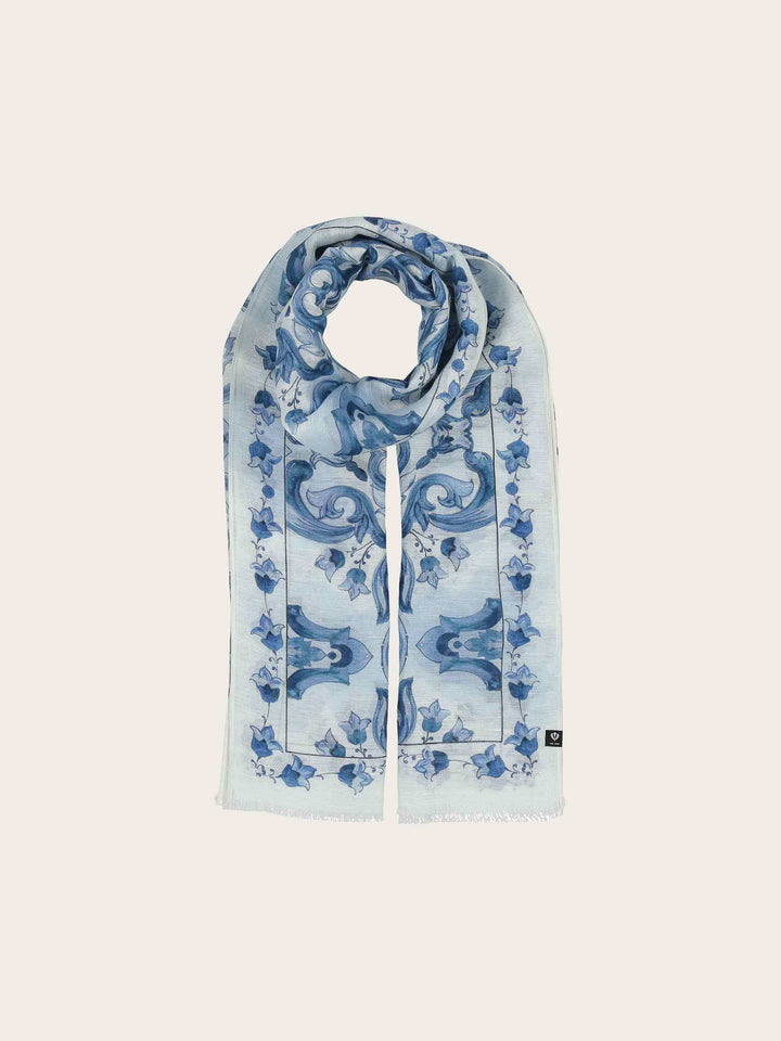 Schal mit Mosaik-Design in Hanfmischung