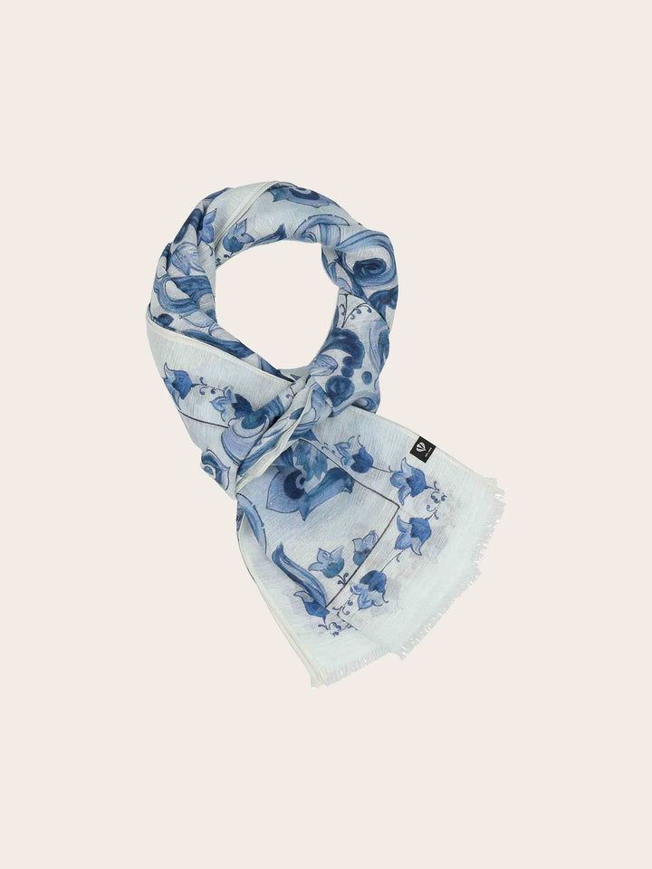 Schal mit Mosaik-Design in Hanfmischung