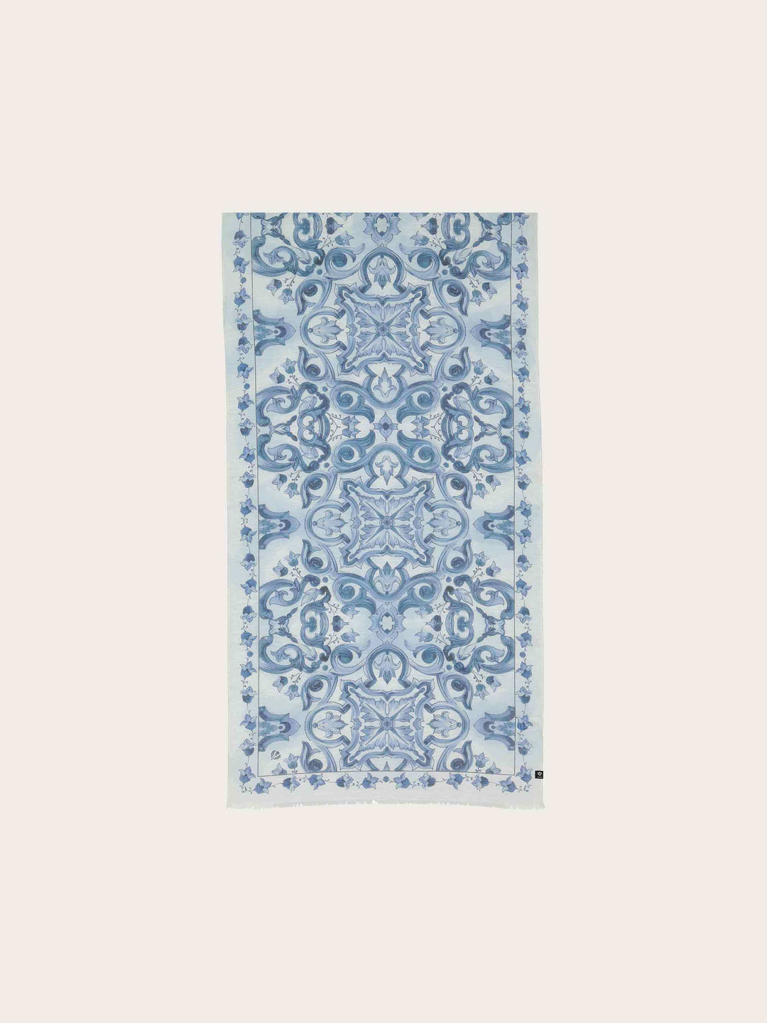 Schal mit Mosaik-Design in Hanfmischung