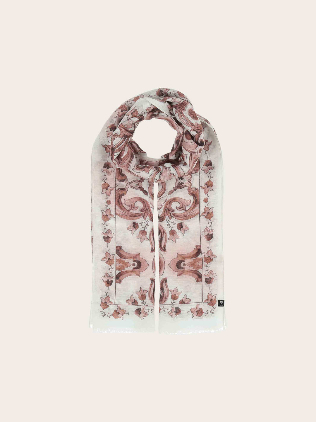 Schal mit Mosaik-Design in Hanfmischung