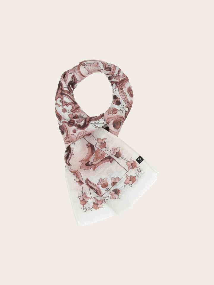 Schal mit Mosaik-Design in Hanfmischung