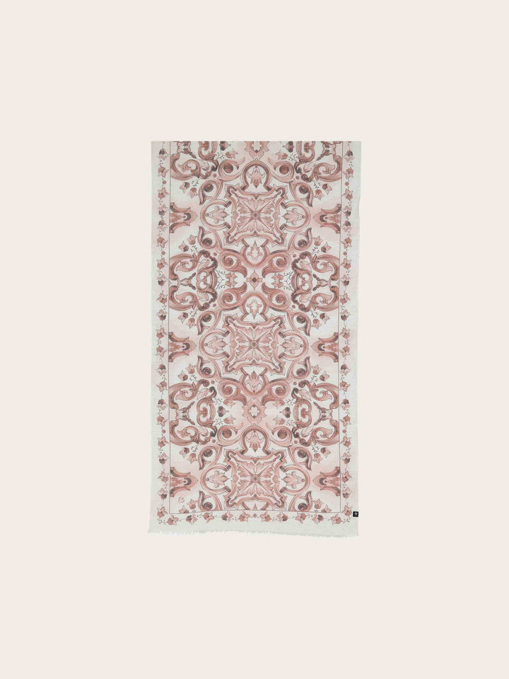 Schal mit Mosaik-Design in Hanfmischung