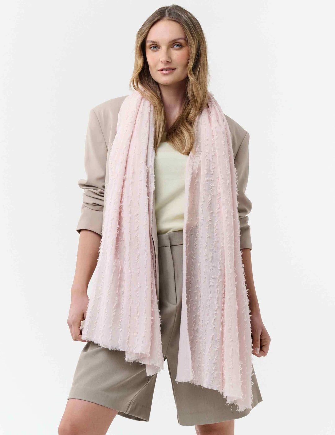 Einfarbige Stola mit Fil Coupé Streifen aus reiner Viskose