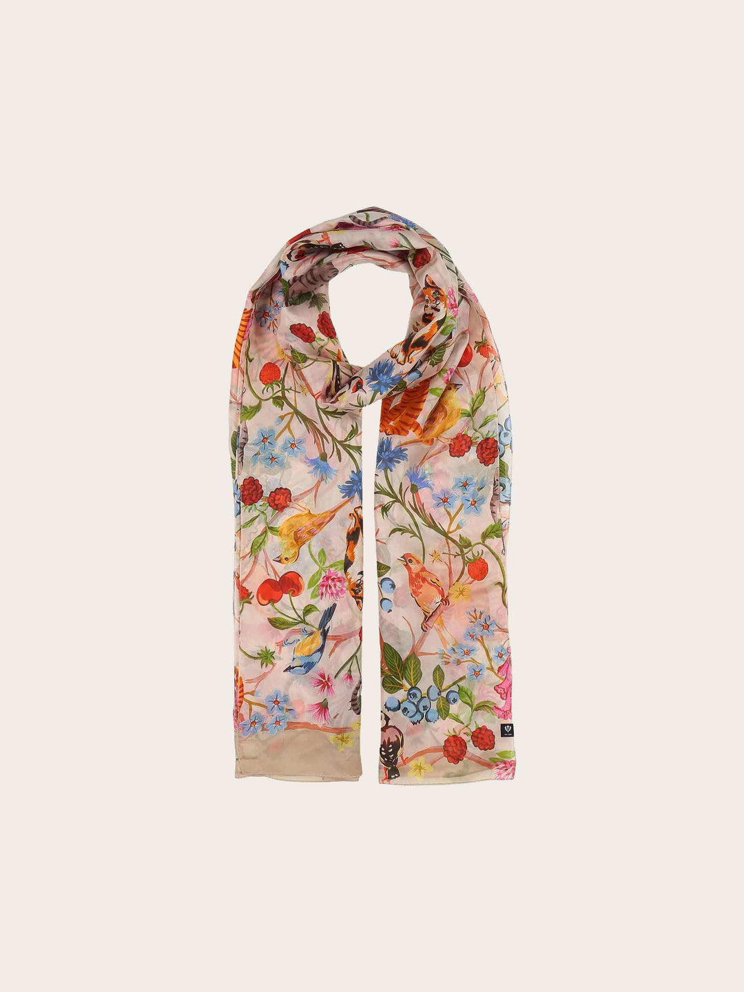 XL-Seidenstola mit Pflanzen- und Tier-Design - vielseitig tragbar