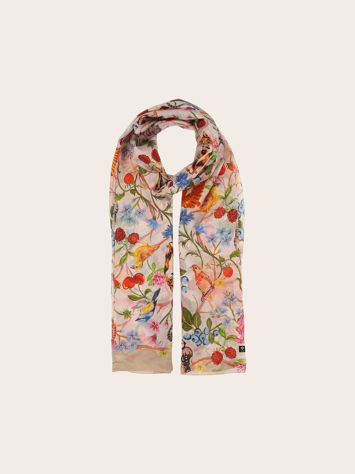 XL-Seidenstola mit Pflanzen- und Tier-Design - vielseitig tragbar