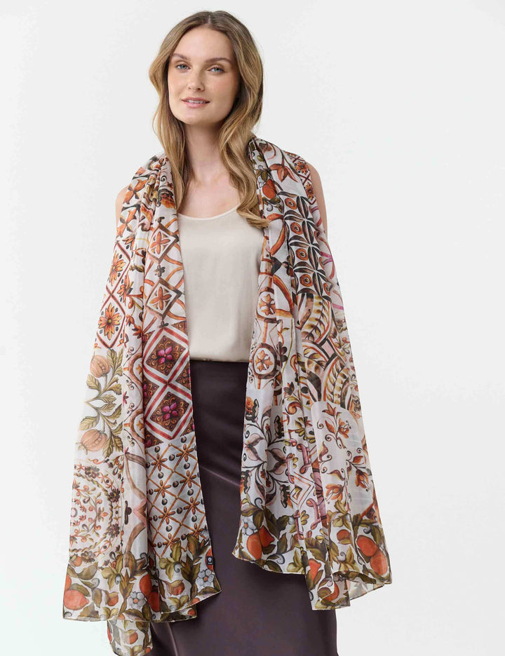 XL-Seidenstola mit Mosaik-Design - vielseitig tragbar