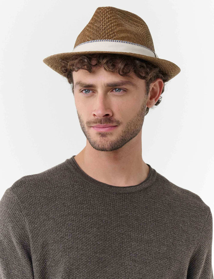 Sommerlicher bugatti Fedora mit Hutband