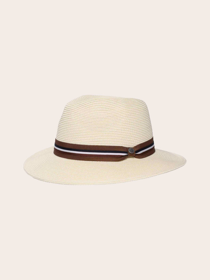 Einfarbiger bugatti Sommer-Fedora mit gewebtem Hutband