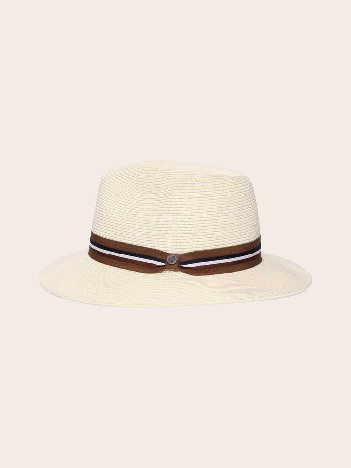 Einfarbiger bugatti Sommer-Fedora mit gewebtem Hutband