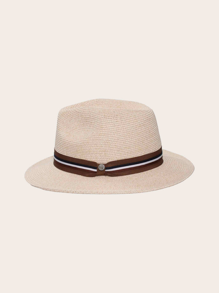 Einfarbiger bugatti Sommer-Fedora mit gewebtem Hutband