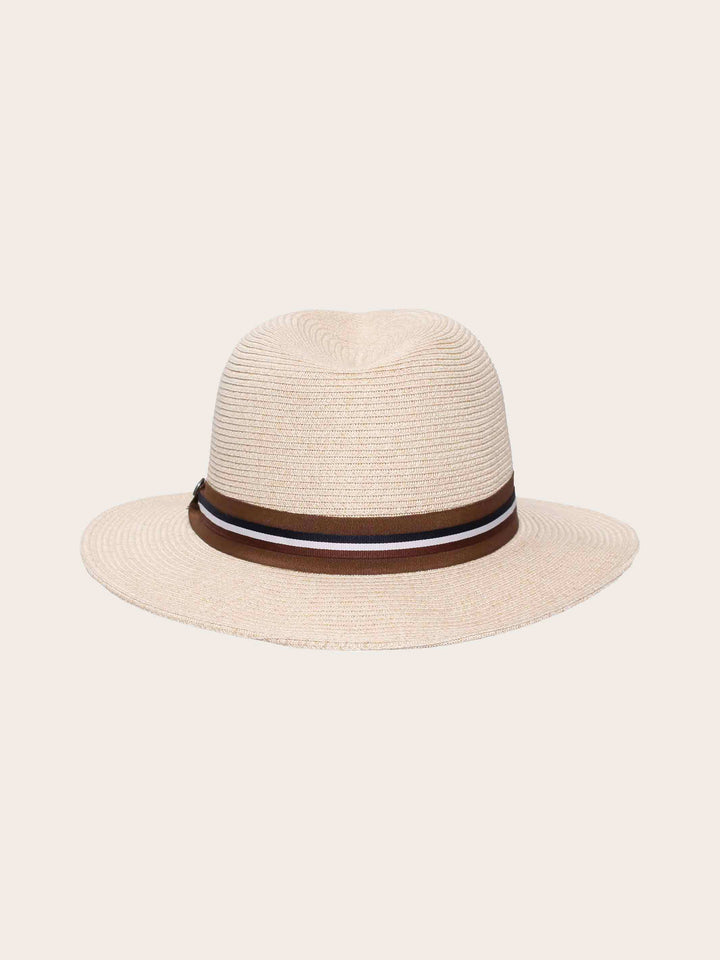 Einfarbiger bugatti Sommer-Fedora mit gewebtem Hutband