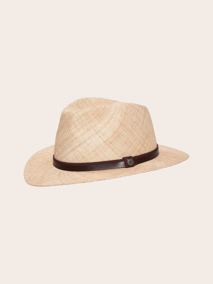 bugatti Strohhut mit Leder-Hutband