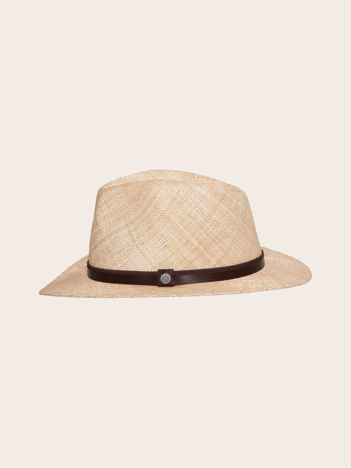 bugatti Strohhut mit Leder-Hutband