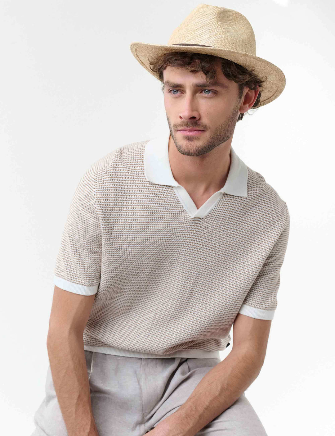 bugatti Strohhut mit Leder-Hutband