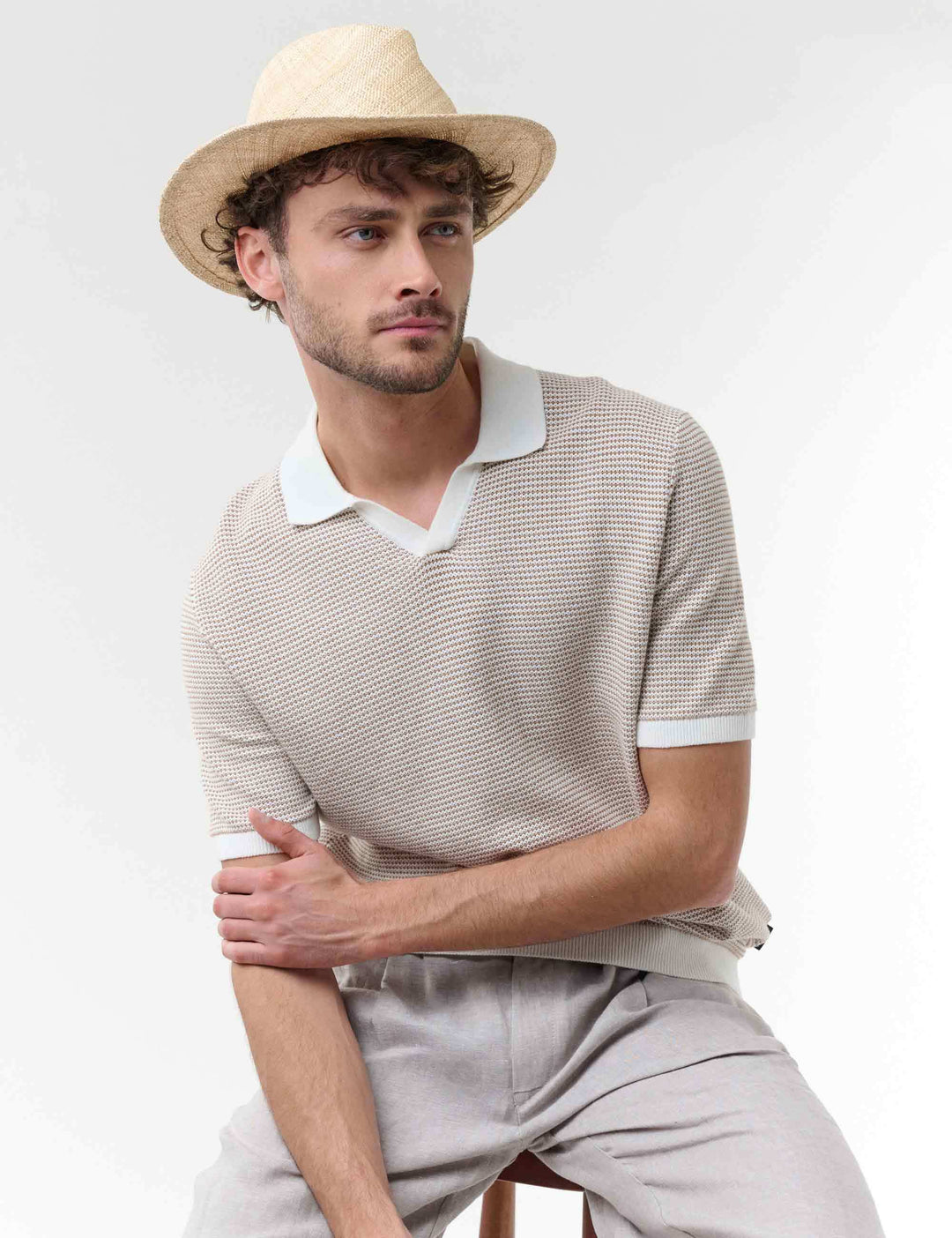 bugatti Strohhut mit Leder-Hutband