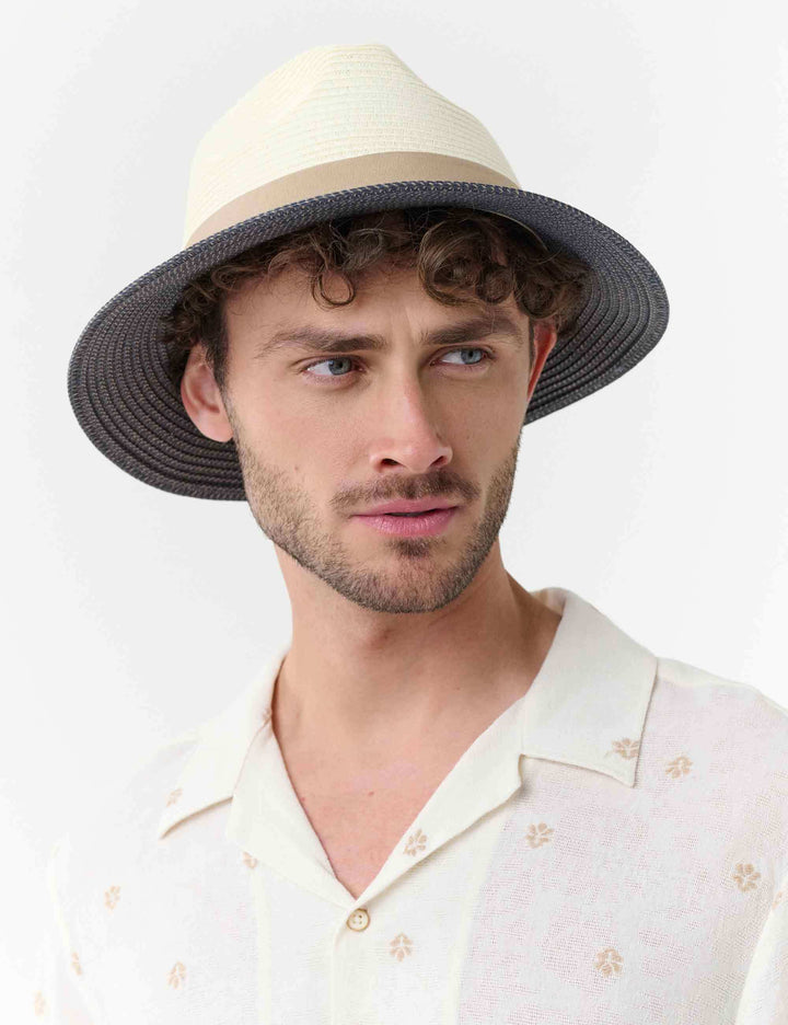 Zweifarbiger bugatti Sommer-Fedora mit Hutband