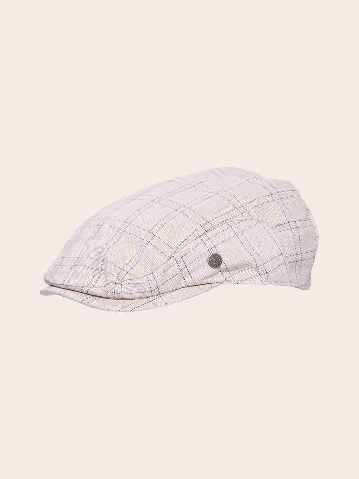 Bugatti Flatcap mit Karomuster in Leinenmischung