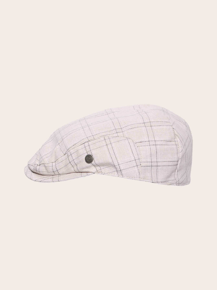bugatti Flatcap mit Karomuster in Leinenmischung