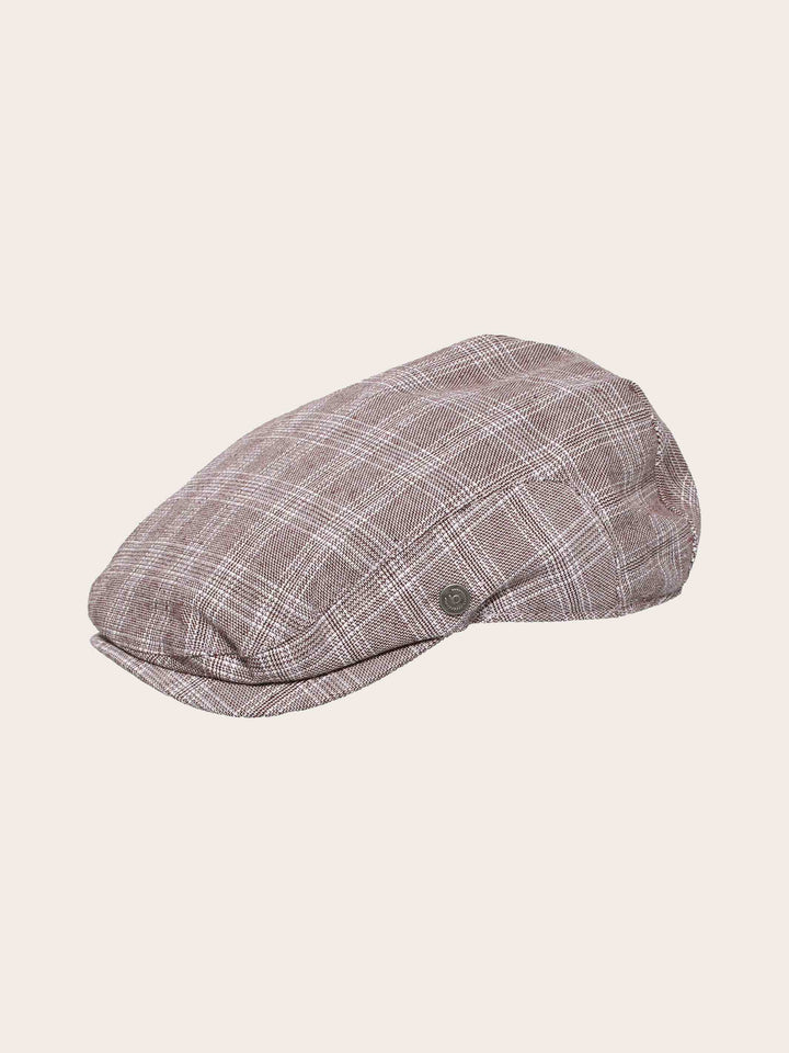 Bugatti Flatcap mit Karomuster in Leinenmischung