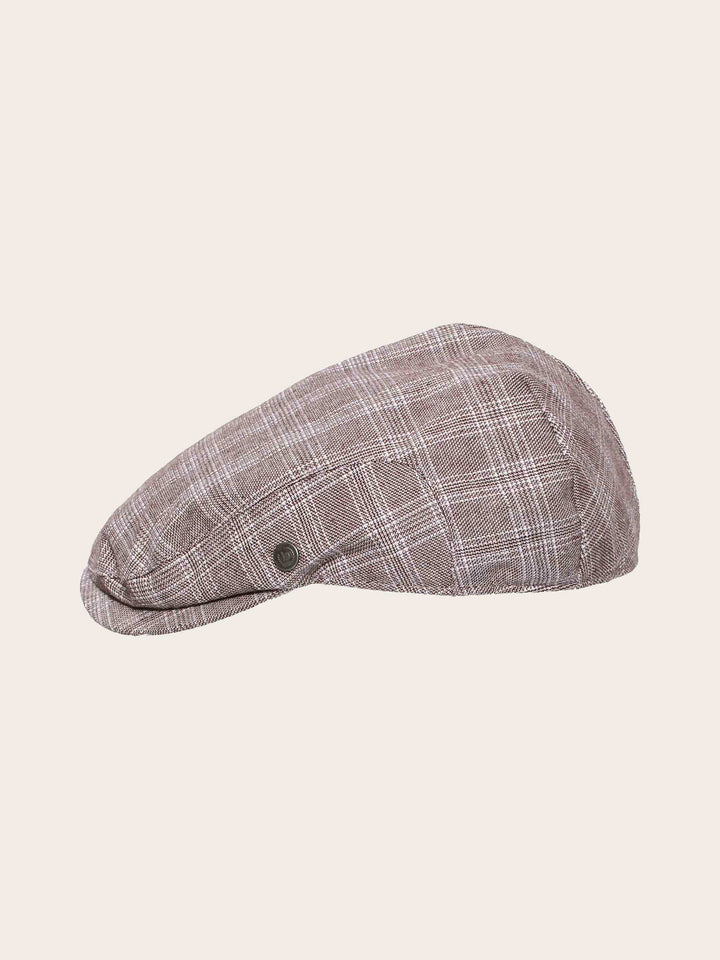 Bugatti Flatcap mit Karomuster in Leinenmischung