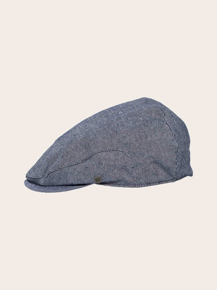 Gestreifte bugatti Flatcap in Leinenmischung