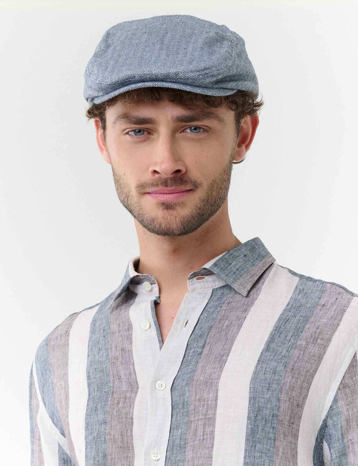 Flatcap mit Fischgrät-Design und bugatti-Stickerei