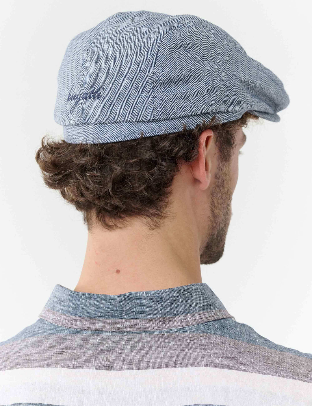 Flatcap mit Fischgrät-Design und bugatti-Stickerei
