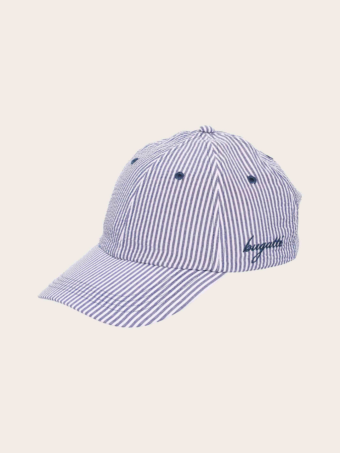 Gestreifte bugatti Basecap mit Seersucker-Effekt