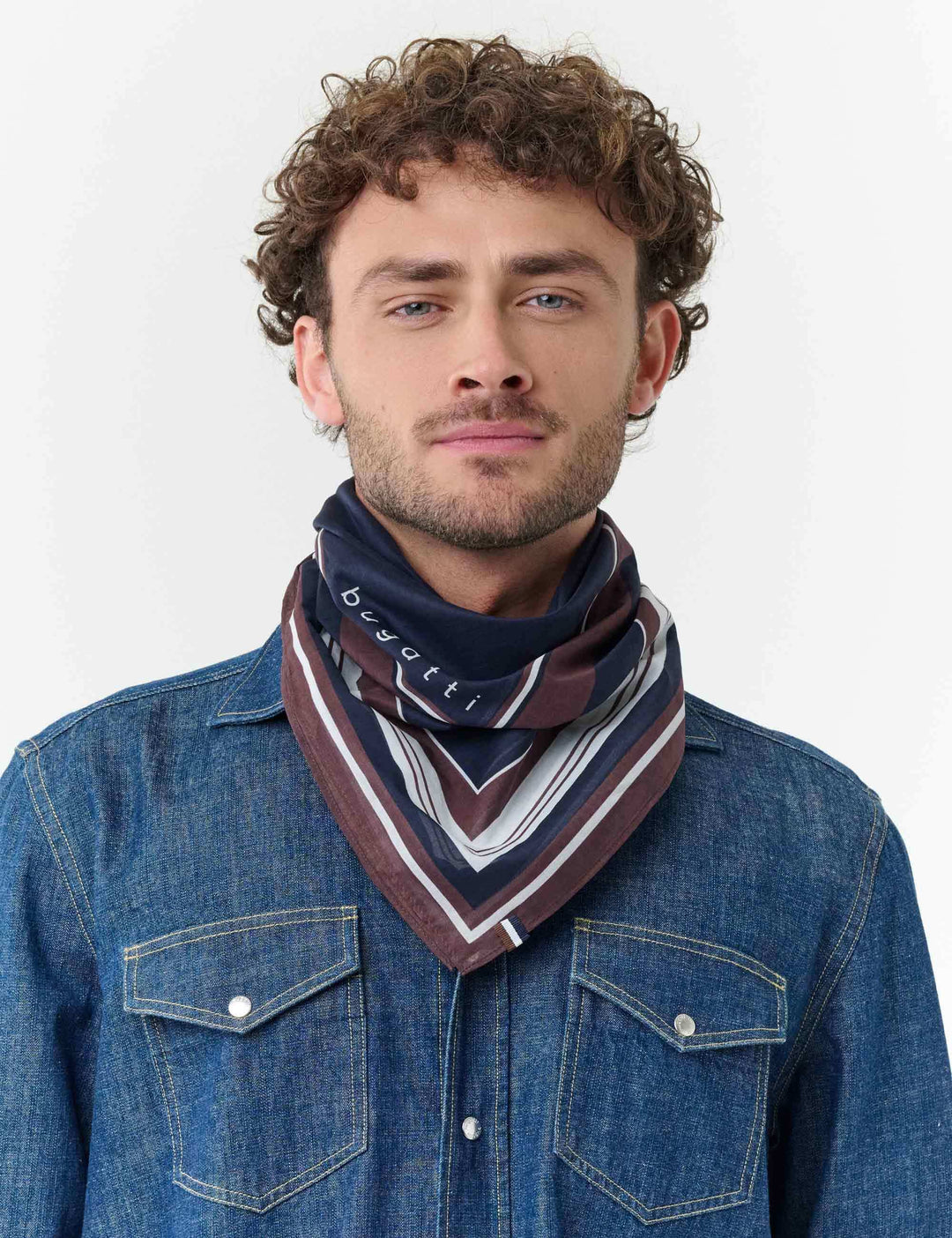 bugatti Halstuch mit geometrischem Muster aus reiner Baumwolle