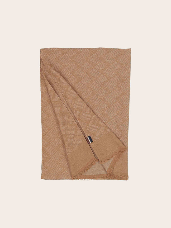 bugatti Schal mit geometrischem Muster in Hanfmischung