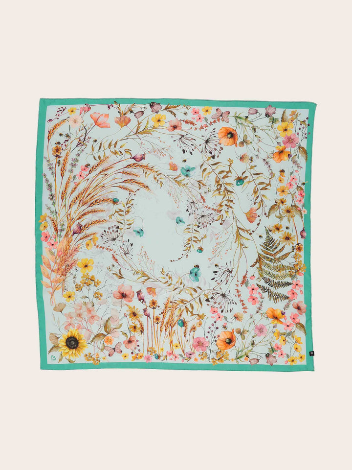 Seidentuch mit Blumen- und Pflanzen-Design