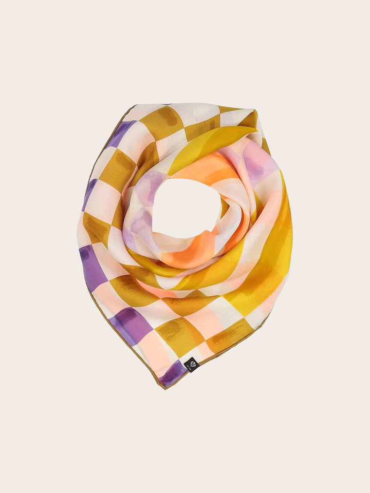 Maritimes Seidentuch mit Streifen und Quadraten