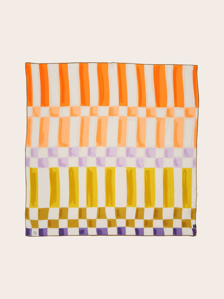 Maritimes Seidentuch mit Streifen und Quadraten