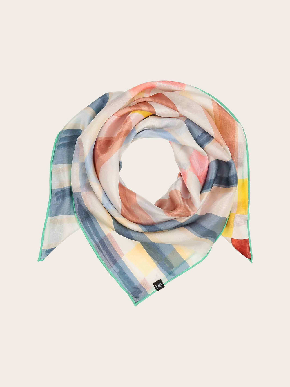 Maritimes Seidentuch mit Streifen und Quadraten