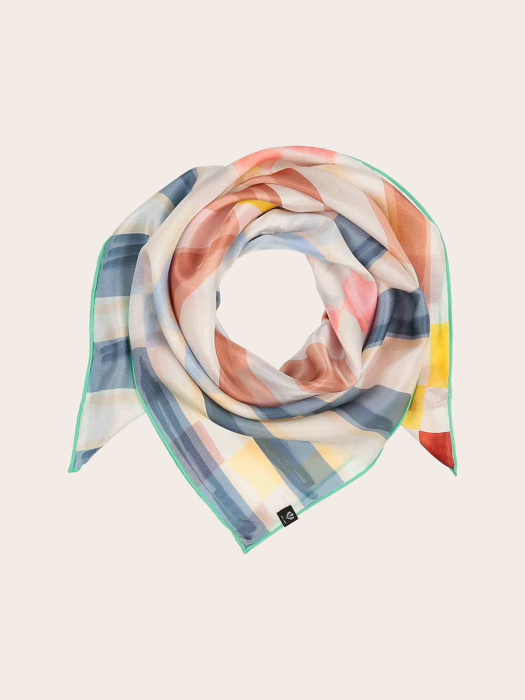Maritimes Seidentuch mit Streifen und Quadraten