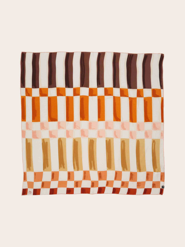 Maritimes Seidentuch mit Streifen und Quadraten