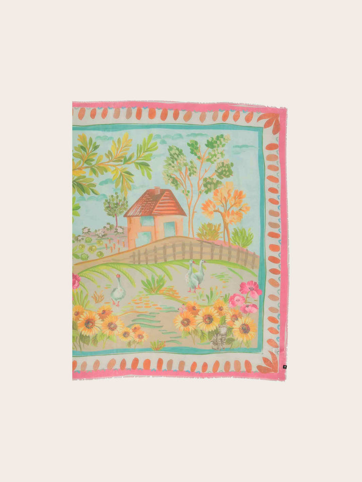 Tuch mit Landhaus-Idylle