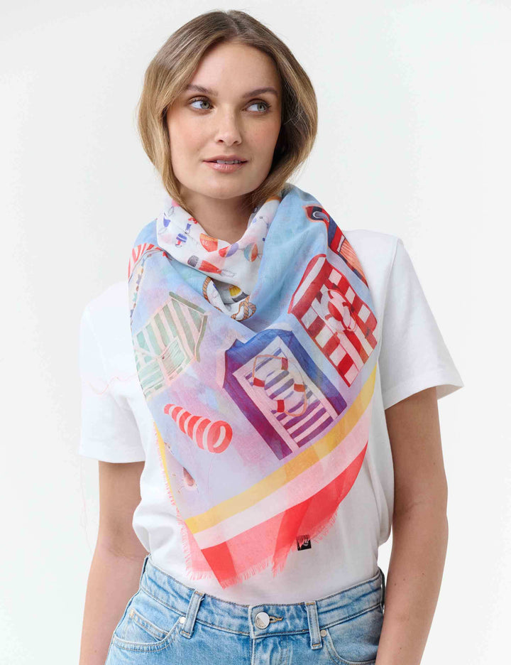 Sustainability Edition - Tuch mit maritimem Strandhäuschen-Design