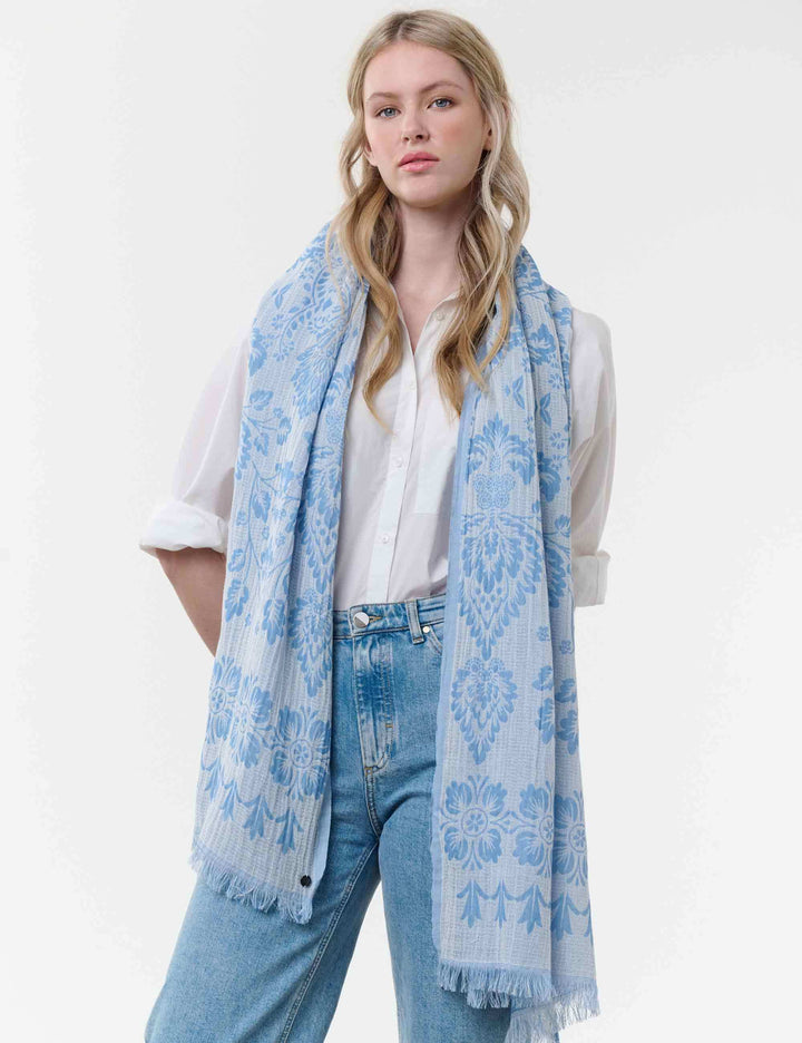 Sustainability Edition - Schal mit floralem Damastmuster